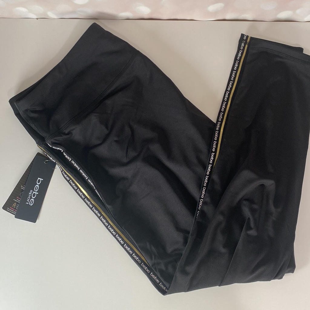 Bebe Sport Black & Gold Athleisure Pant Size 2x
